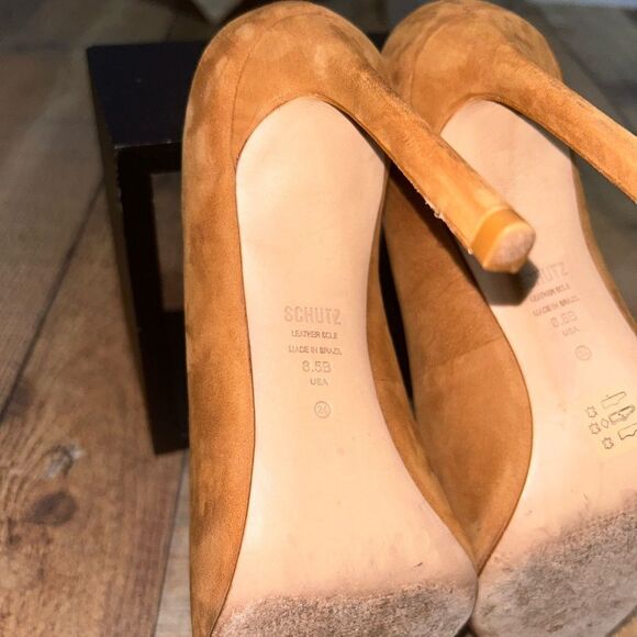 Schutz Lou Pump In dark tan/brown Suede Heels Size US 8.5 B - Picture 12 of 12